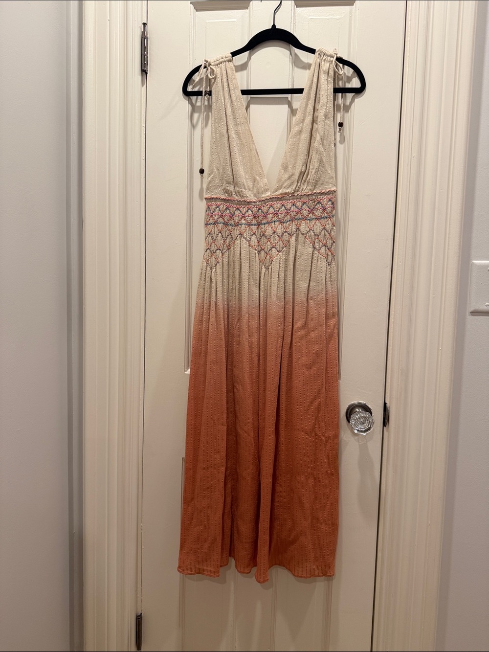 Free People Boho Ombre Maxi Dress in Cream and Peach